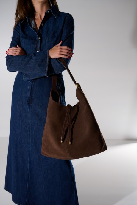 Cartera grande de gamuza Lina Marrón