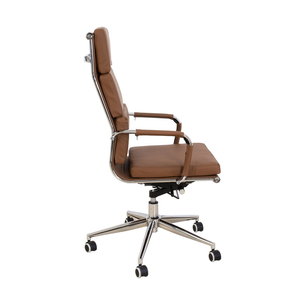 SILLA DE ESCRITORIO PU-Y-ACERO MARRON D-105