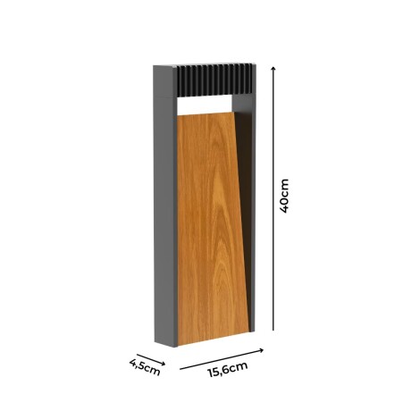 Caminero poste led de jardín con símil madera 40cm Caminero poste led de jardín con símil madera 40cm
