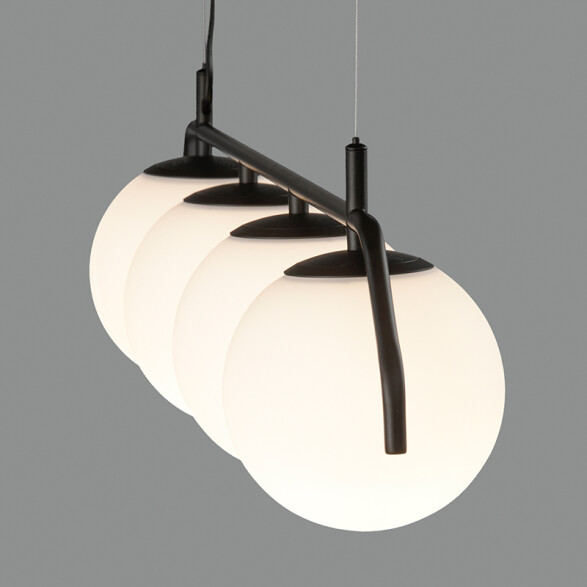 Colgante negro globo vidrio opal 4XE27 MAUI BA0242