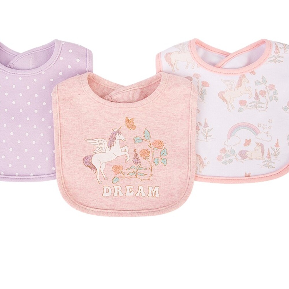 Set x3 baberos hudson baby rosa lila