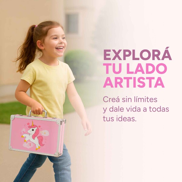 Set de Arte Infantil en Valija 145 Piezas Variante Color Rosa