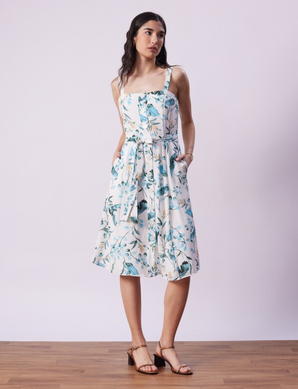 Vestido Botones Printed CRUDO/MULTI