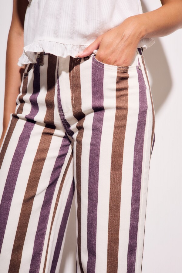 Jean Rayado Wide Leg Multi