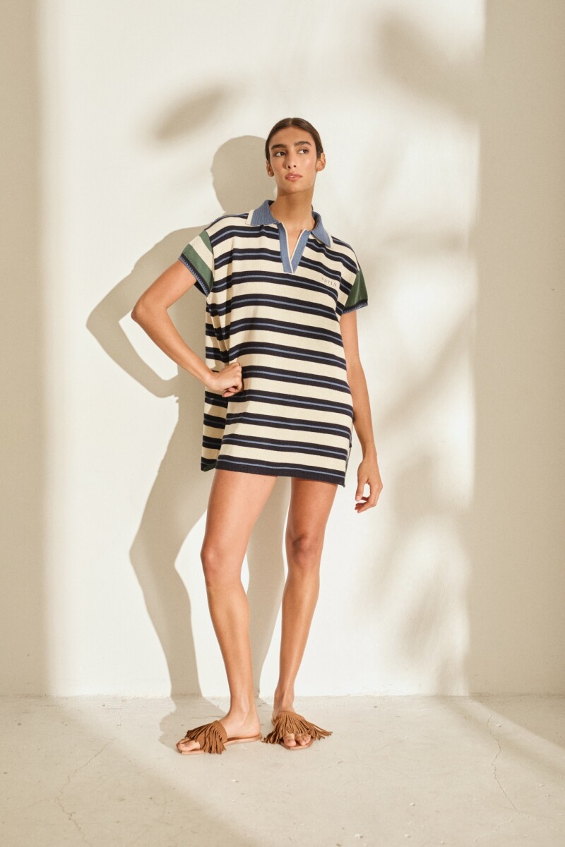 PRE VENTA VESTIDO SUN Azul Y Crudo