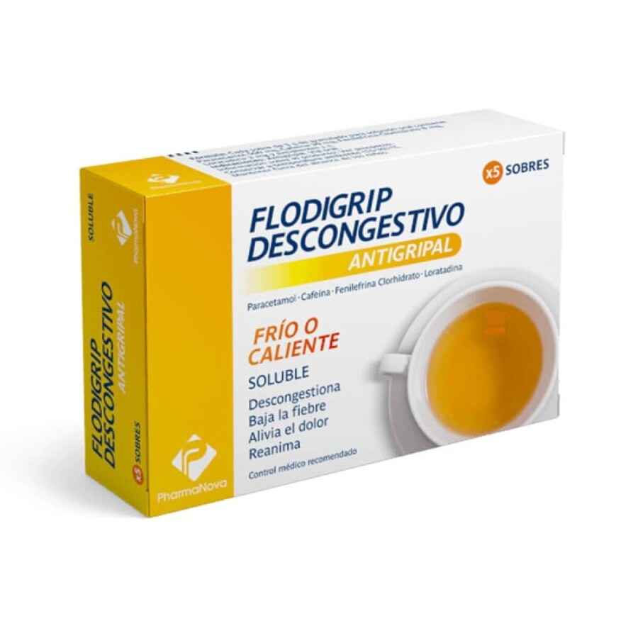 FLODIGRIP DESCONGESTIVO SOLUBLE 5 Sobres (frío o caliente) FLODIGRIP DESCONGESTIVO SOLUBLE 5 Sobres (frío o caliente)