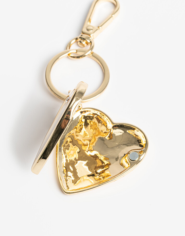 Llavero Metal Llavero Y Bag Charm De Corazón Relicario - Combinacion Bicolor
