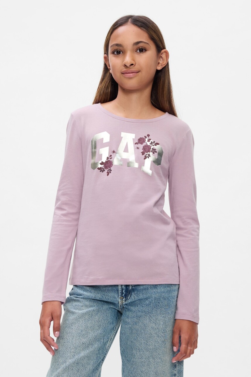 Remera Logo Gap Manga Larga Niña Lavender Mist 16-3307
