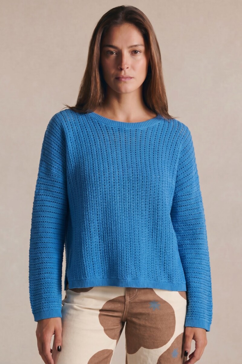 Sweater Texturado Lurex Azul