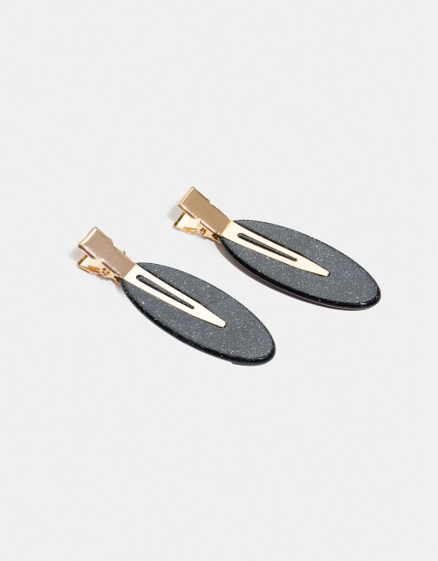 Horquillas Set Glitter Set De Hebillas Backstage - Negro