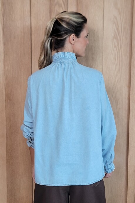 Camisa Franca Denim Celeste