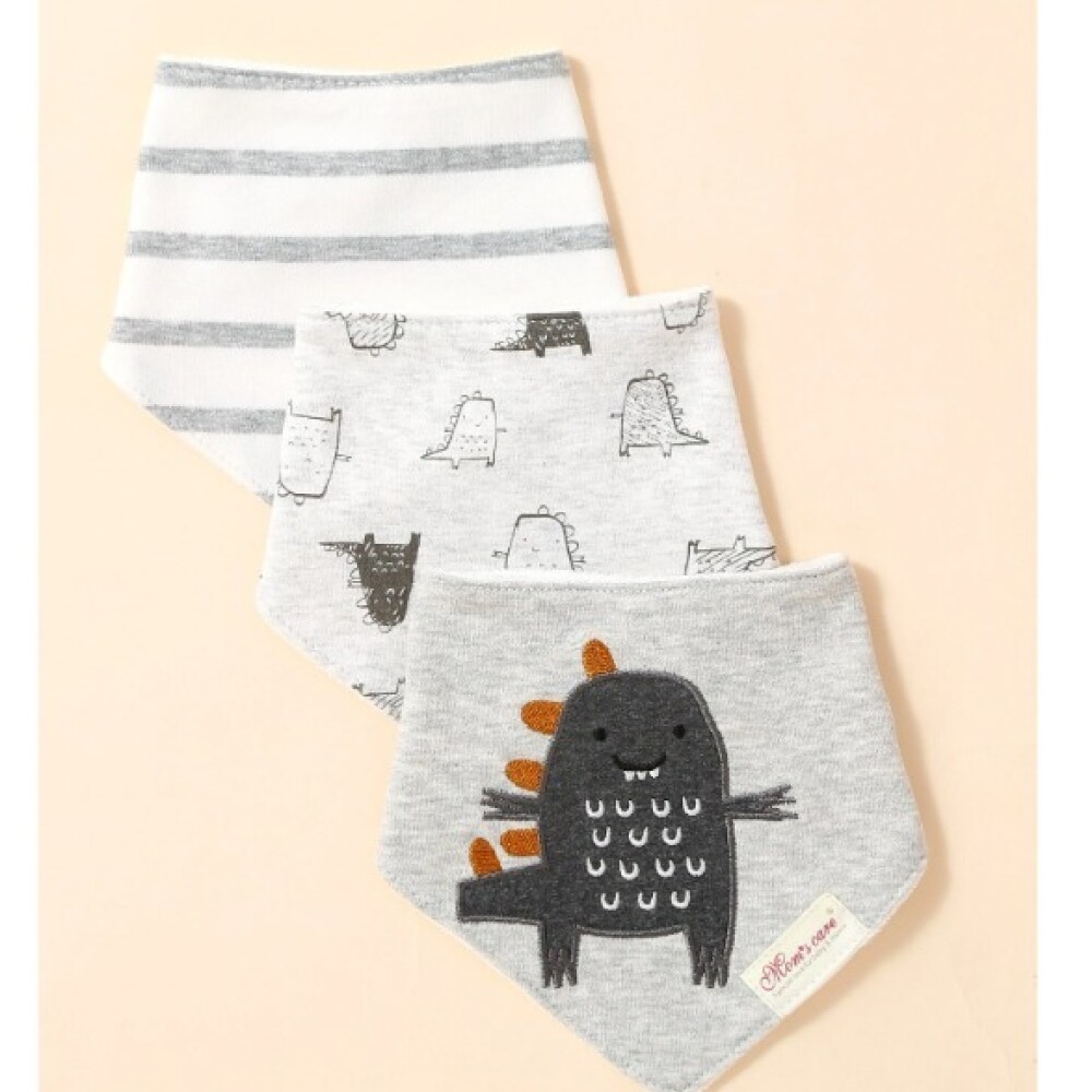 Set baberos bandana x3 monster gris