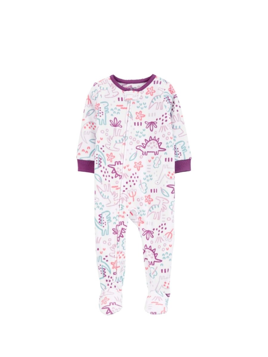 Pijama Carters con Pie Dinos Micropolar - BLANCO-VIOLETA 