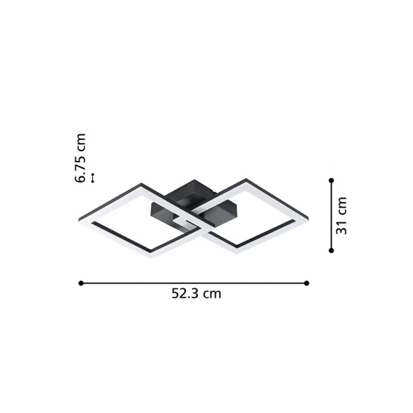Lámpara de techo LED 20W cálida acero negro HUERTA EG1220