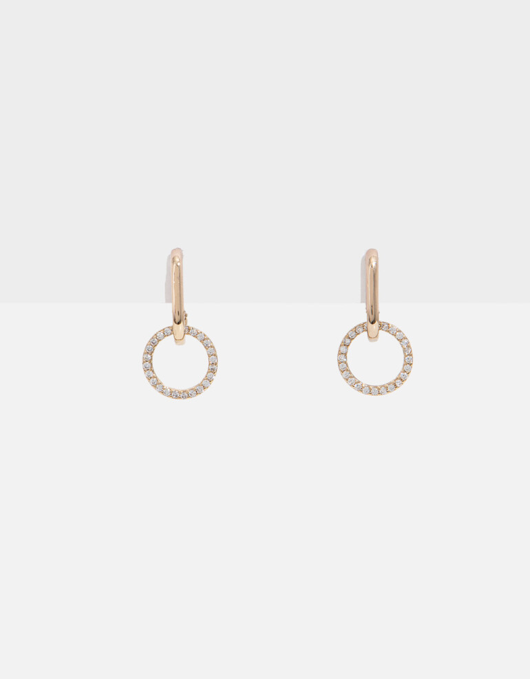 Aros Argollas Strass Argollas Con Cubic - Dorado