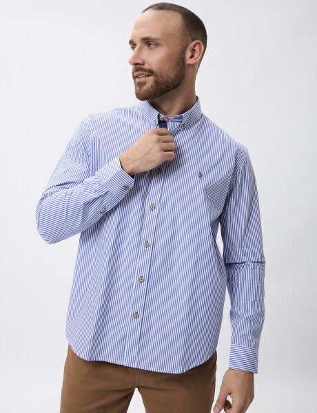 Camisa rayas algodon azul
