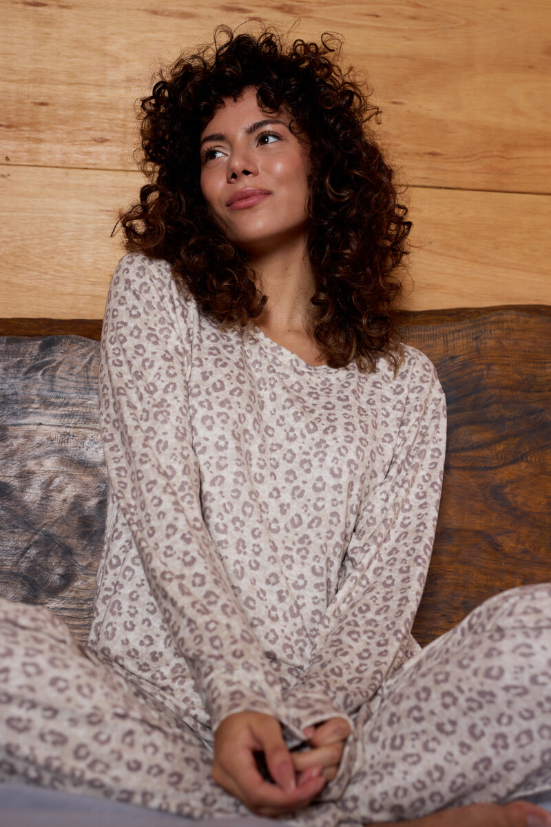 Pijama need leopard beige - Crema 