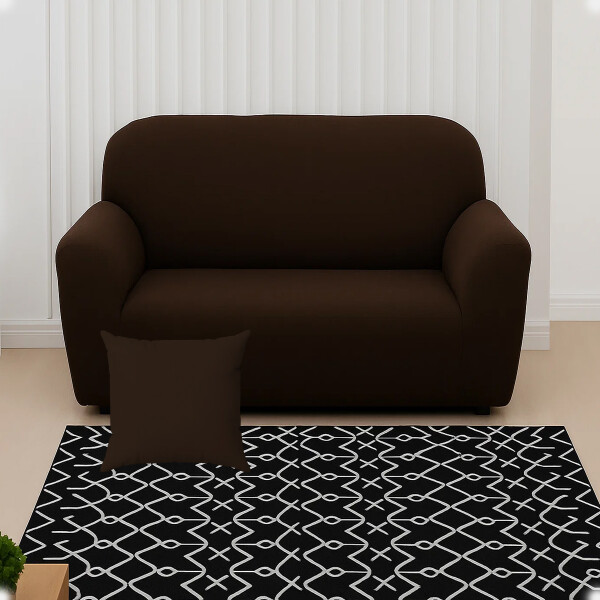 Cubre Sillón De Tela Elastizada Funda Forro Sofá 2 Cuerpo Marrón