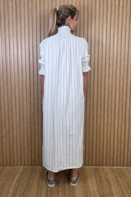 Vestido Maldivas Raya Crudo con Gris