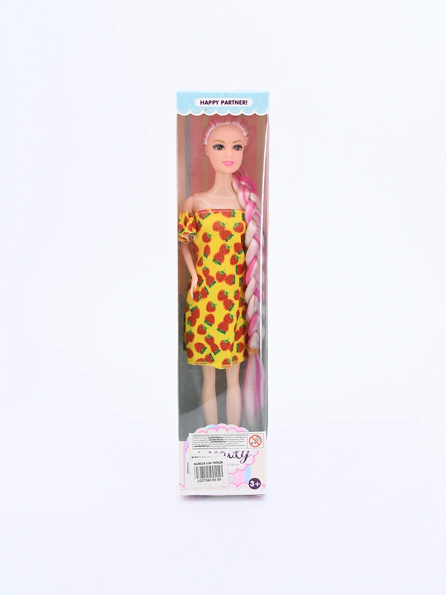 MUÑECA CON TRENZA DISEÑOS - MOSTAZA 