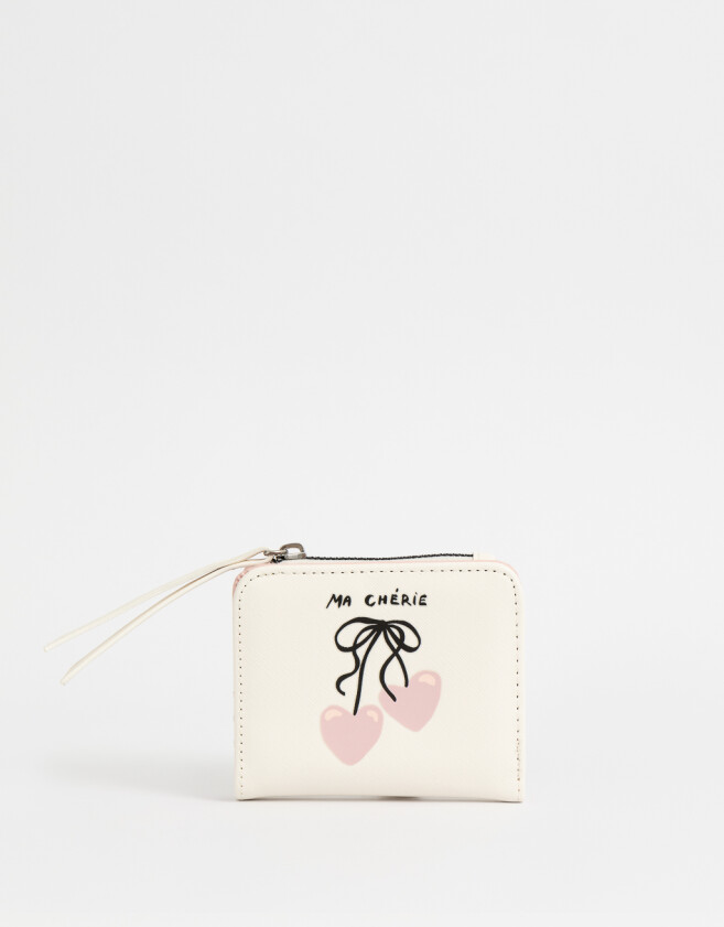 Billetera Romántico Billetera Estampa París - Blanco Crudo
