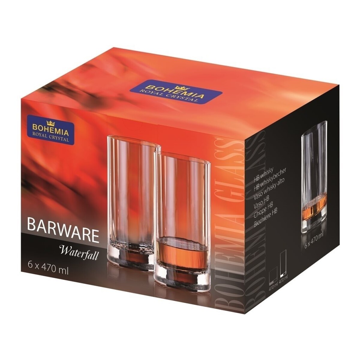 SET 6 VASOS BARWARE WATERFALL 470ML BOHEMIA 