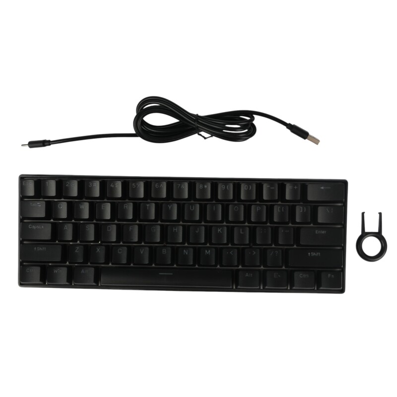 Teclado mecánico H61K 60% negro con cable Teclado mecánico H61K 60% negro con cable