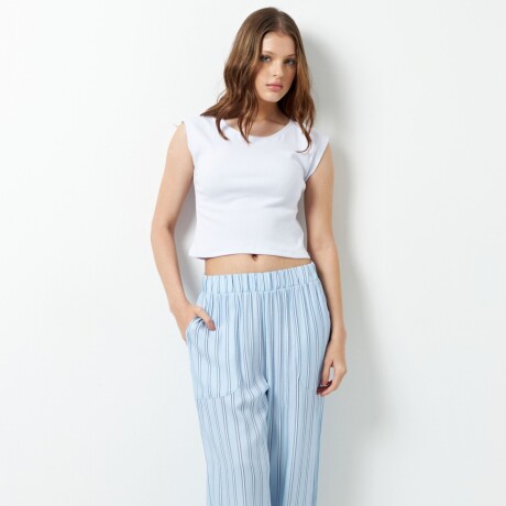 PANTALON EROS Blanco/Celeste