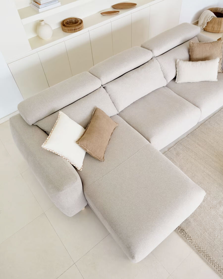 Sofá Singa 3 Plazas con chaise longue izquierdo beige 296 cm