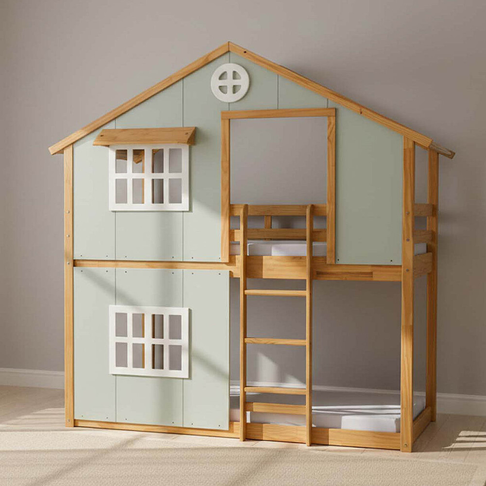 CUCHETA CASITA KIDS 1 PLAZA MDF VERDE LYON