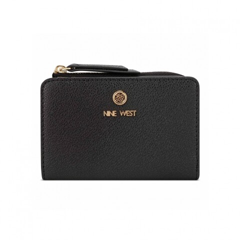Small Leather Good Lockup 9 Slg Zip Arnd Crd Case Black