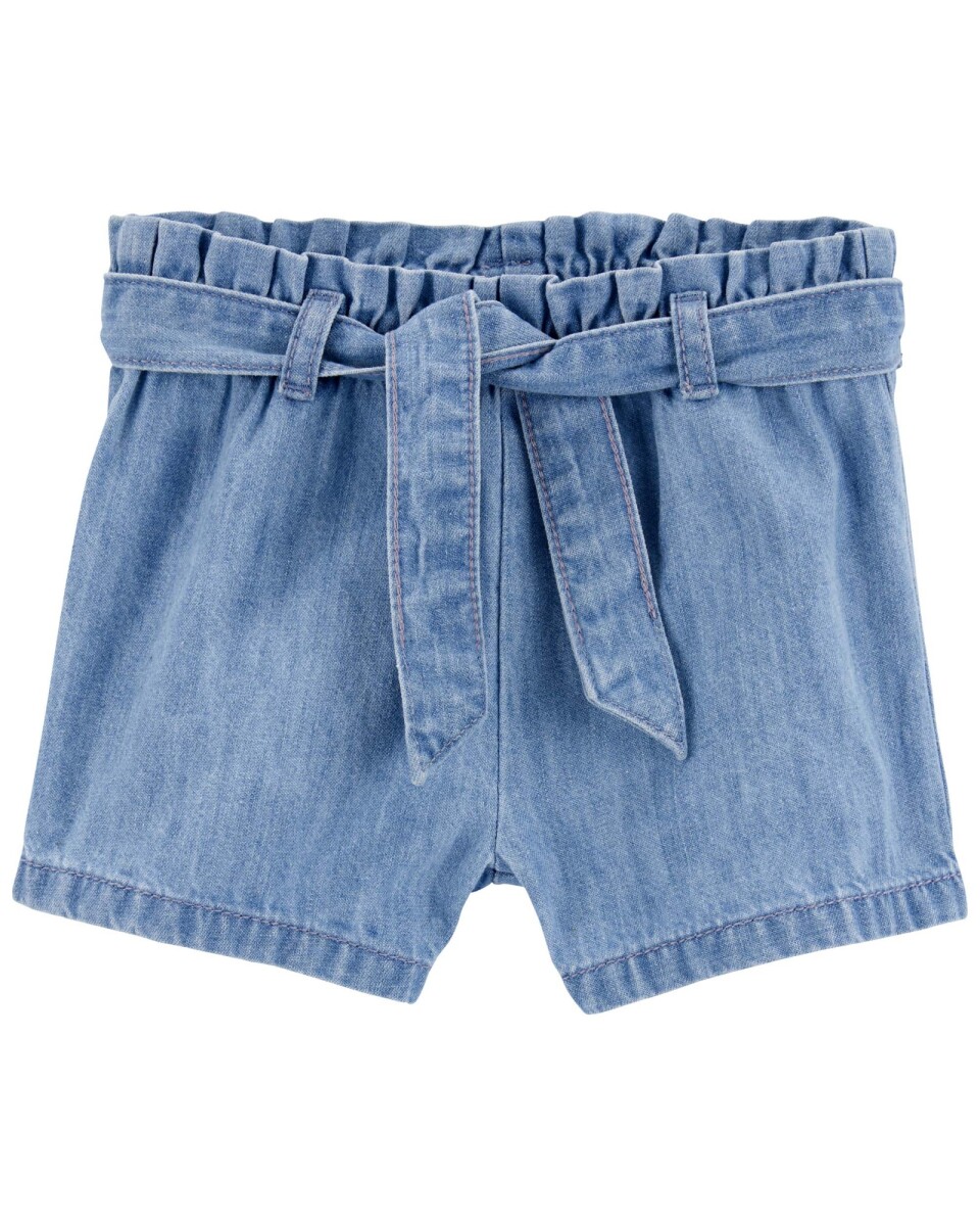 Short de chambray diseño paperbag con cinto 