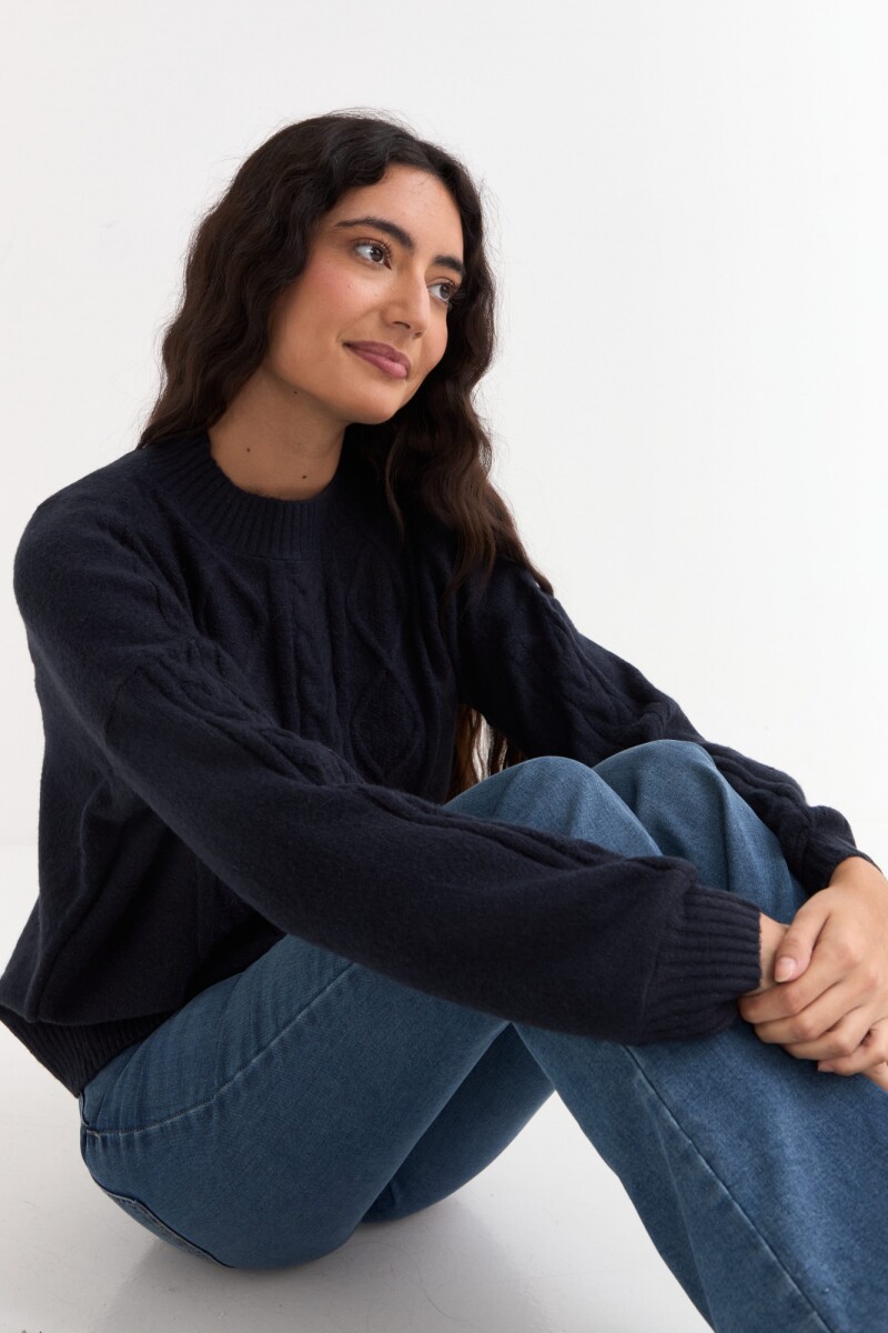 Sweater escote redondo con ochos AZUL