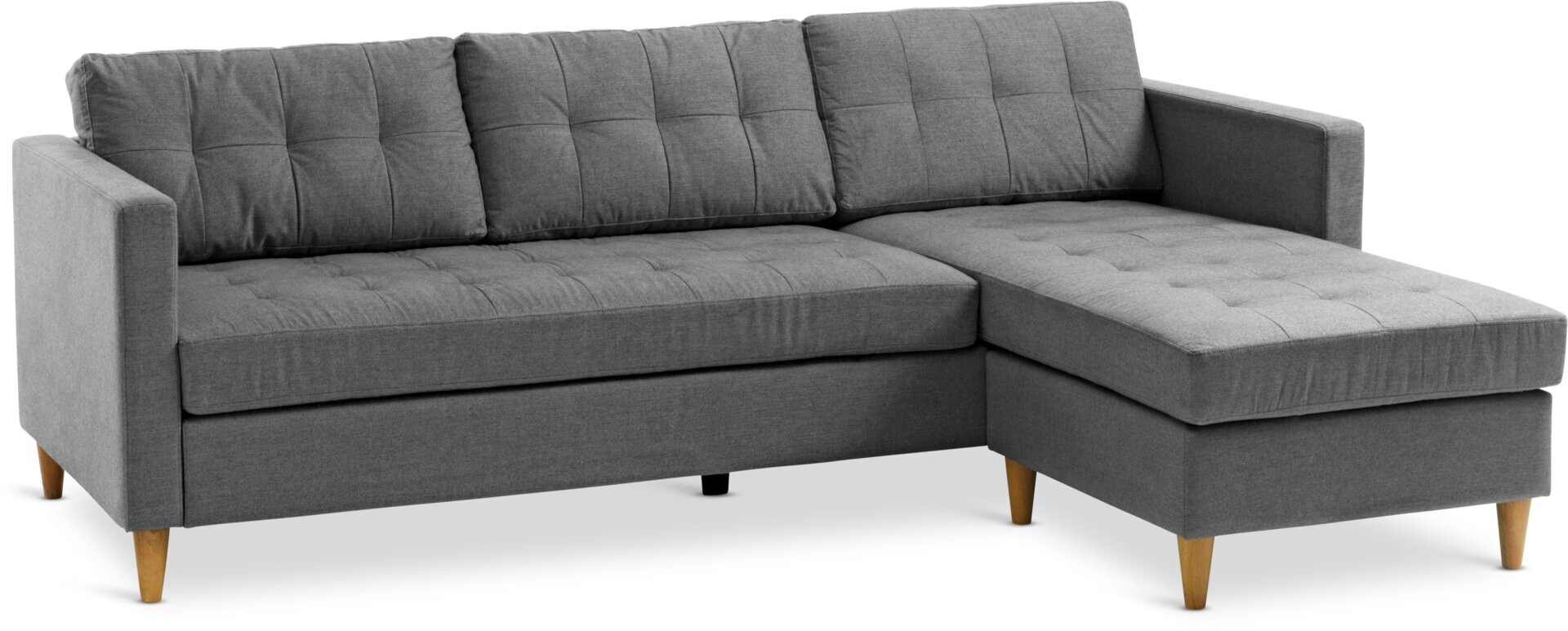 Sofá FALSLEV chaise longue tela gris 