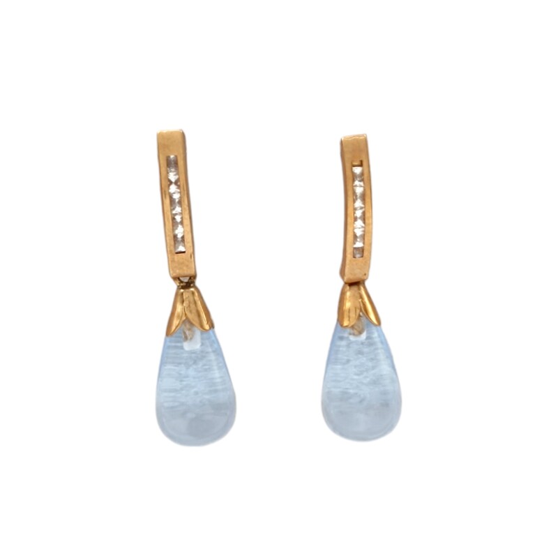 Caravanas colgante Aguamarina gota- Oro bajo - Aguamarina y zirconia- CA8093 conpiedra