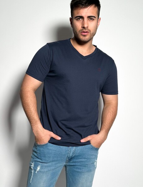 Remera lisa escote V Vex Azul