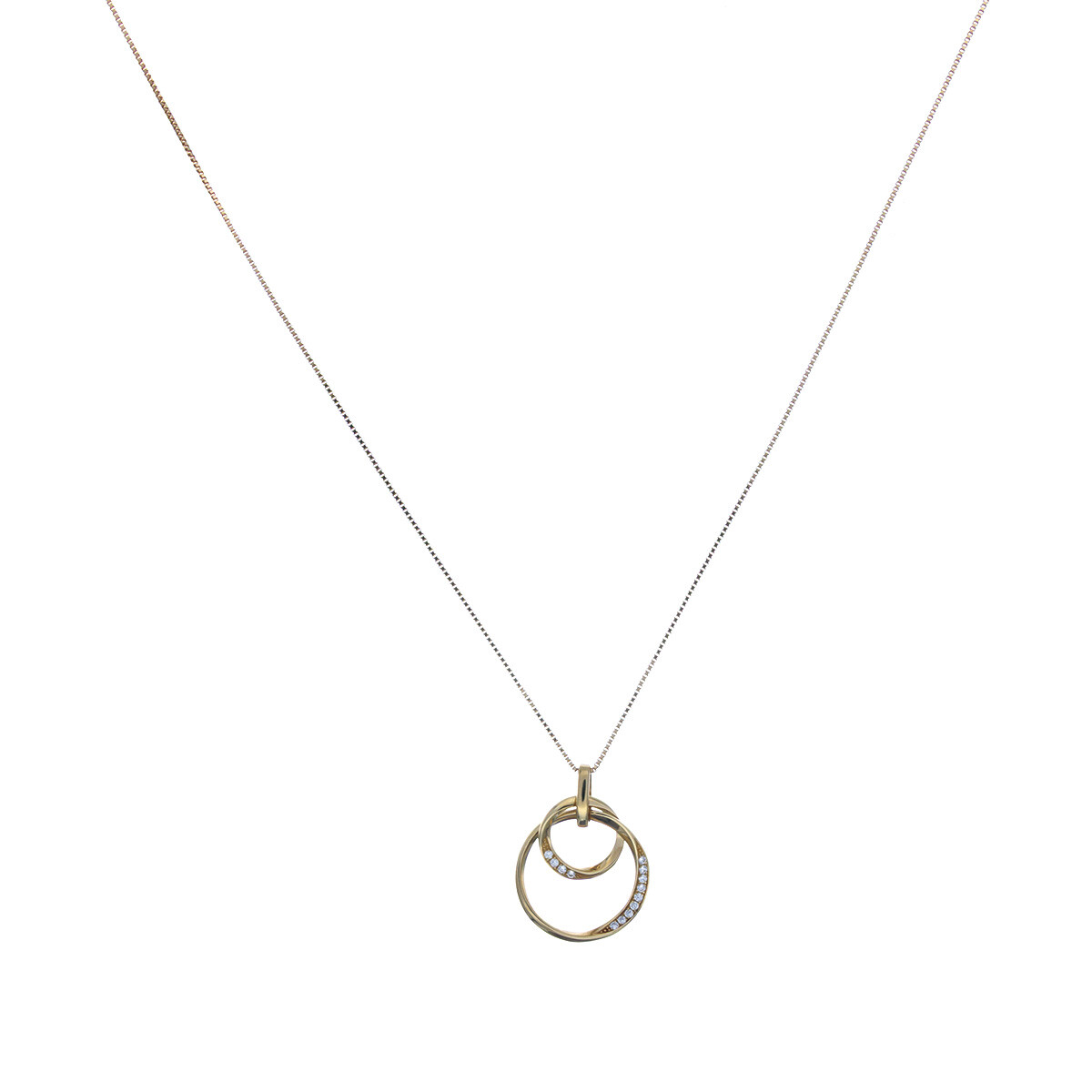 Conjunto de Cadena y colgante de oro 9 ktes y circonias 