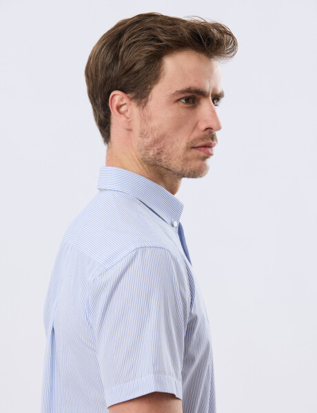 CAMISA RAYADA Celeste