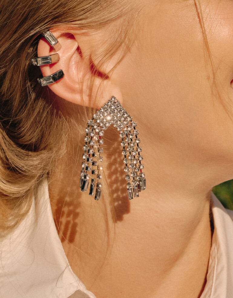 Aros Colgantes Largos Strass Aros Colgantes Strass - Cristal