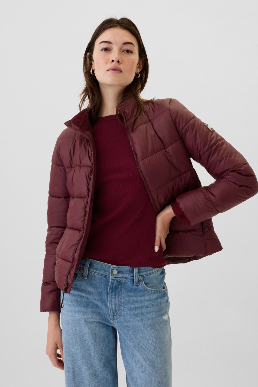Campera Puffer Logo Gap Mujer Pinot Noir 796