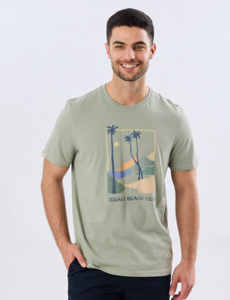 REMERA ESTAMPADA DE ALGODÓN Pistacho