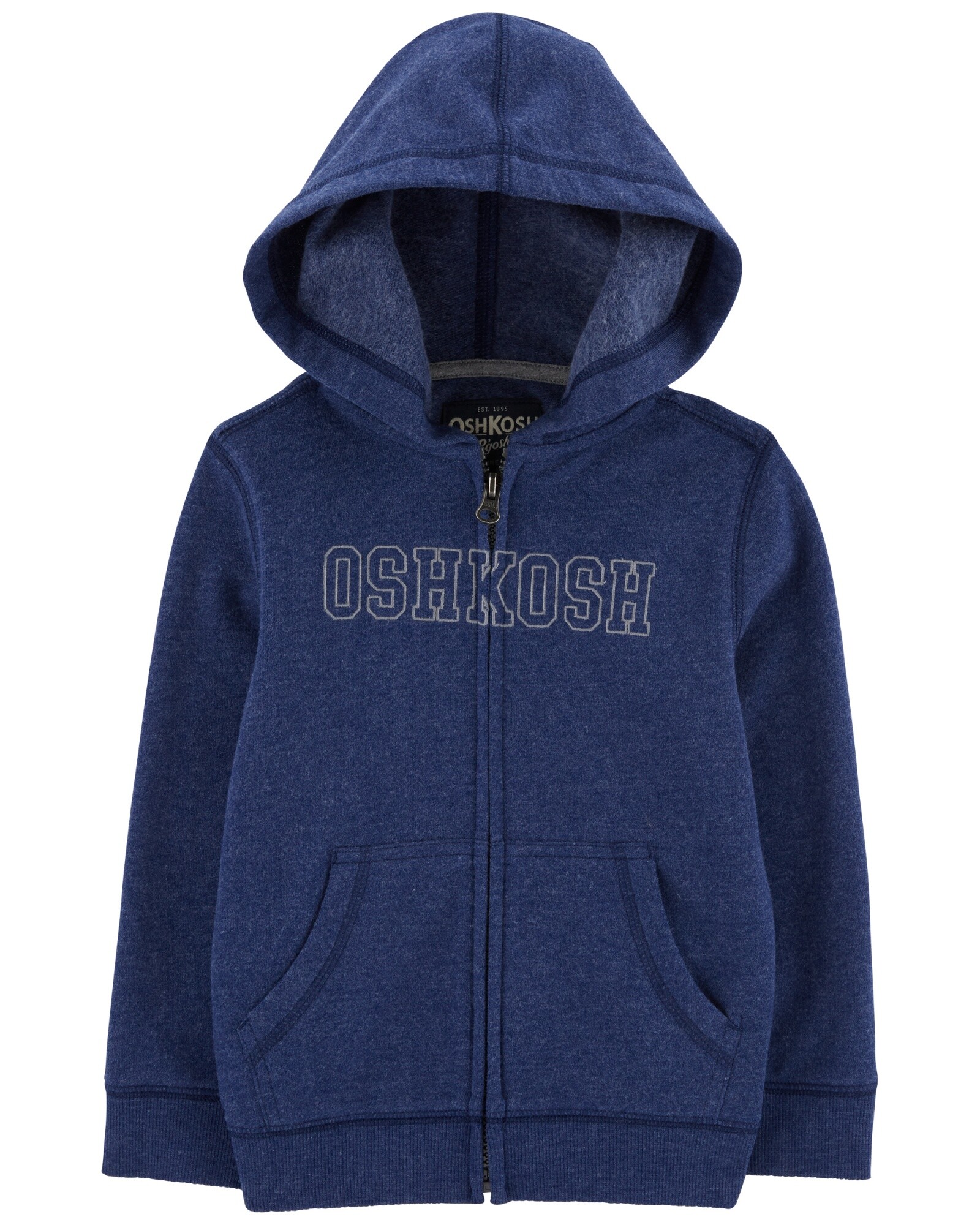 Campera de algodón con felpa, con capucha y logo. Talles 2-5T Sin color