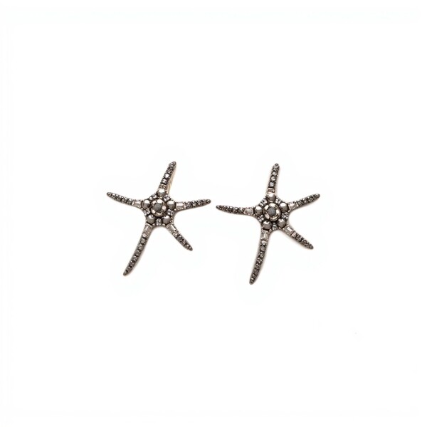 Caravanas Estrella de mar-Plata 925-Sin piedra-CA3479 sinpiedra