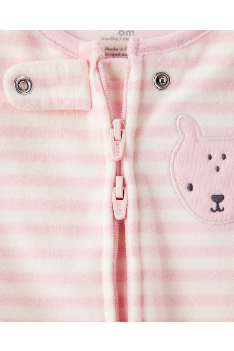 Pijama una pieza de micropolar, con pie, diseño a rayas Sin color