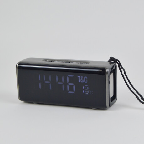 Reloj Despertador Y Parlante Bluetooth Fm Usb Sd A Batería Negro