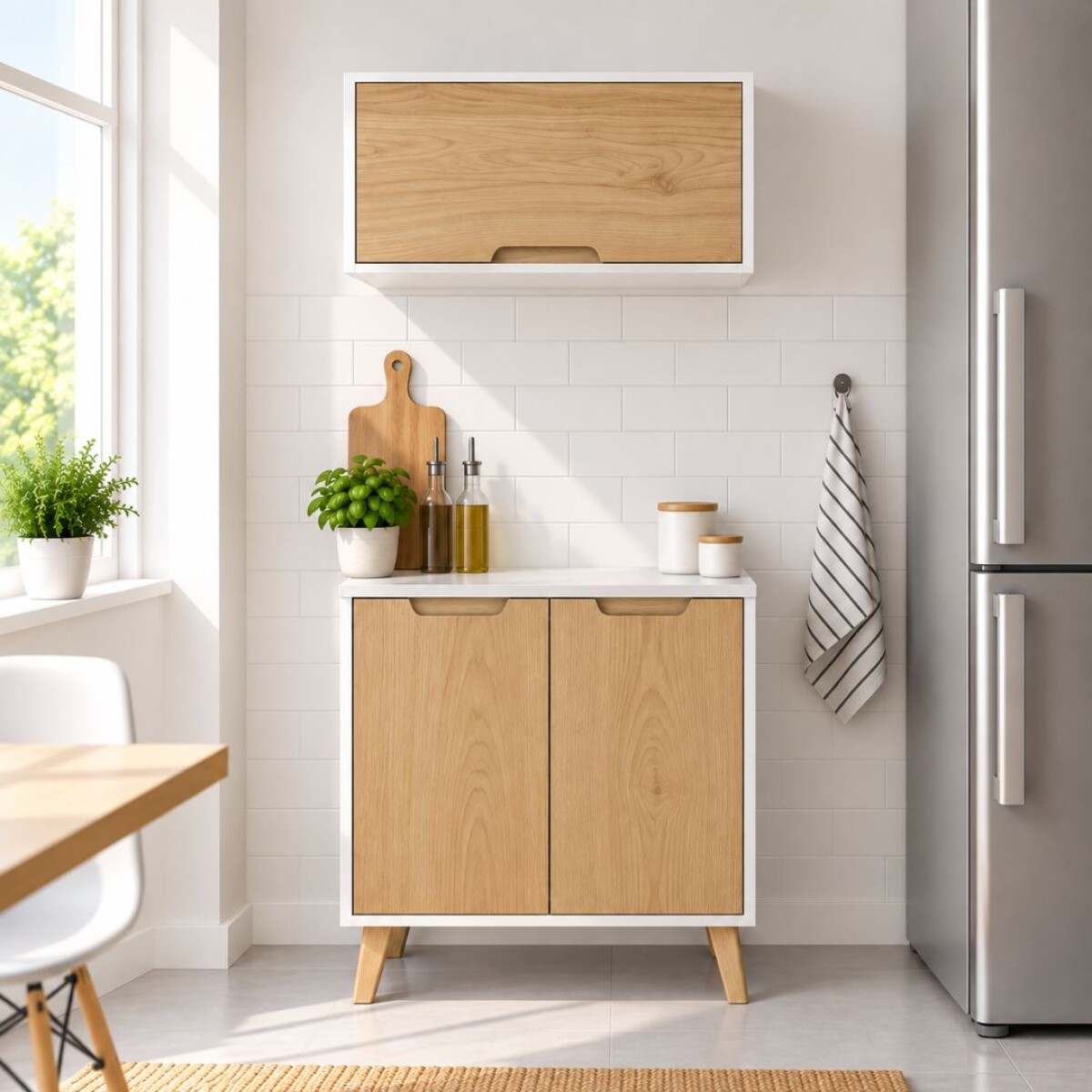 COMBO COCINA - BAJO MESADA 2 PUERTAS + AÉREO - BLANCO 