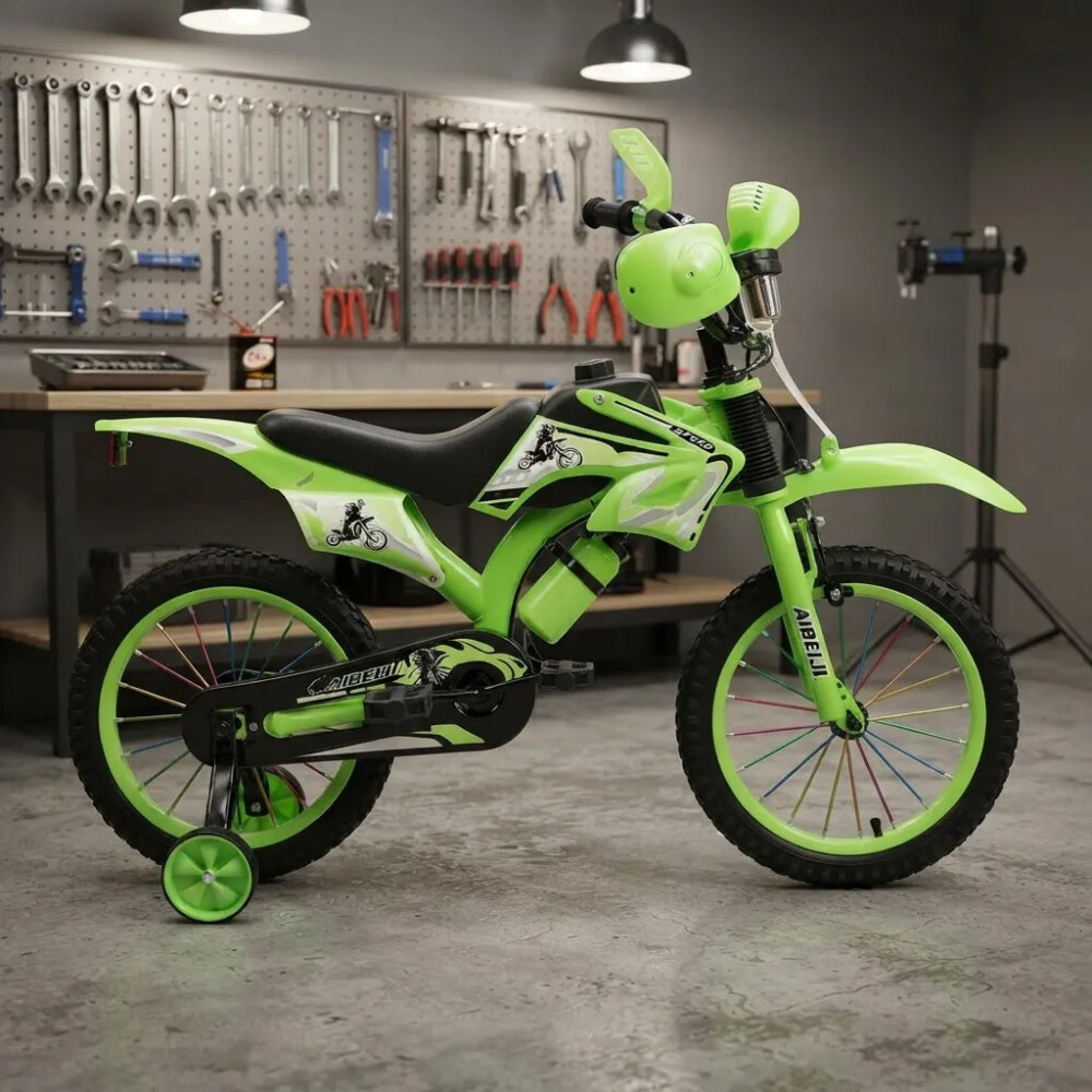 Bicicleta Estilo Motocross con Roncador Rodado 16" VERDE