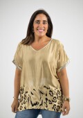 Blusa de satén con dorado dorado