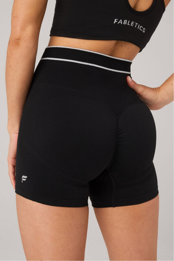 Short Seamless Scrunch Short 4 Mujer Black/Classic White Fabletics