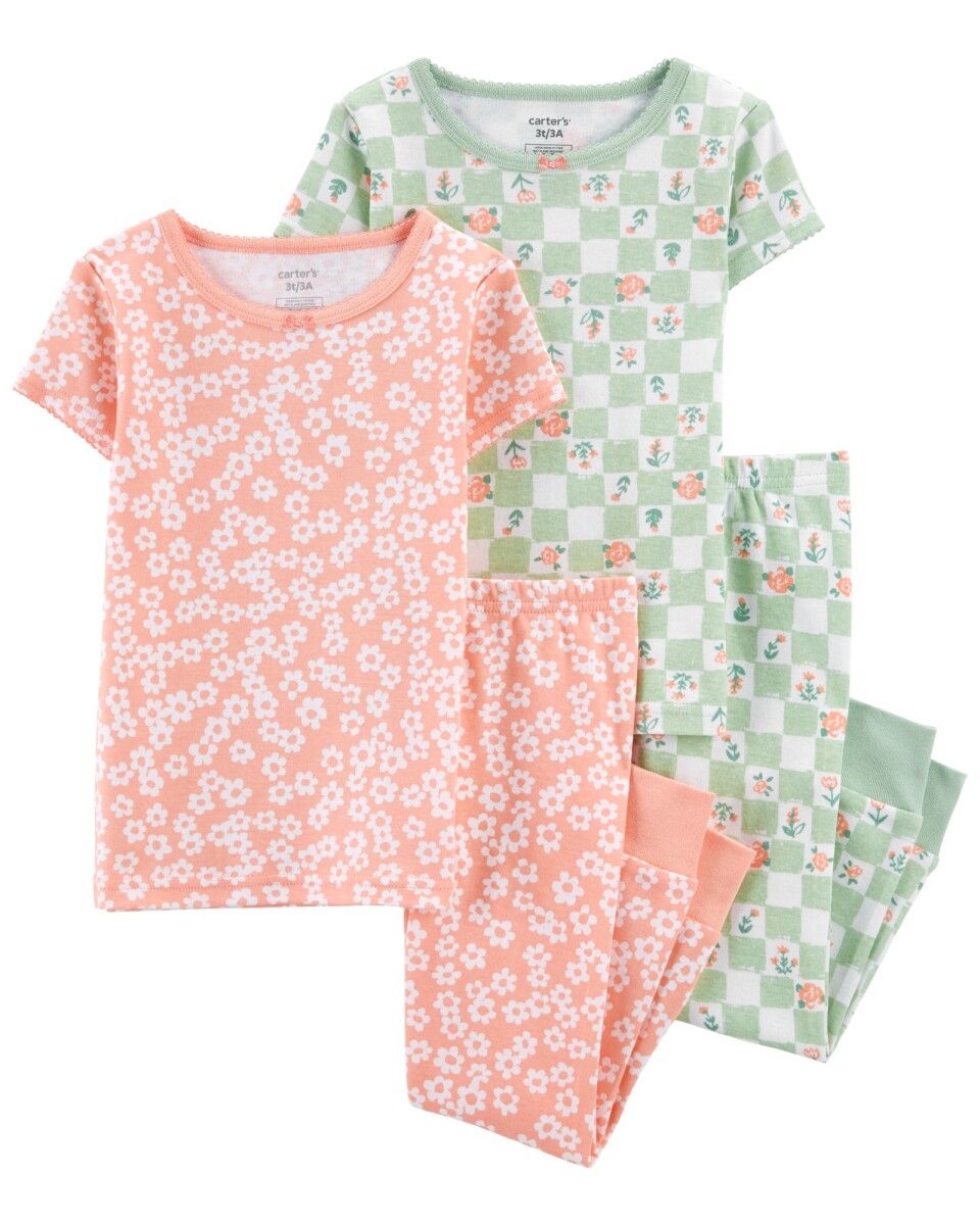 Pijama Carters 4 Piezas 2 Remeras y 2 Pantalones Algodón - MULTICOLOR 